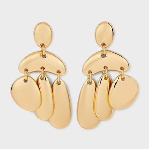 Universal Thread Abstract Gold Drop Statement Earrings Artisan Design Versatile
